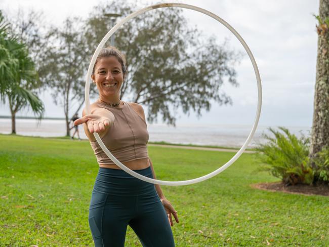 Martina Grigio catches a break in the weather on the Esplanade on Monday afternoon. Picture Emily Barker.