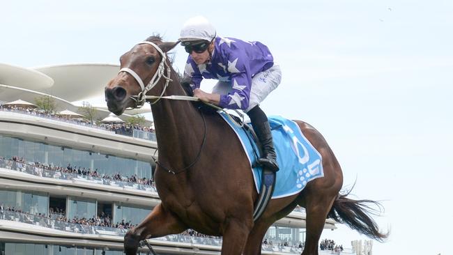 Aeliana and jockey James McDonald will again combine in Saturday’s Group 1 Thousand Guineas at Caulfield. Picture: Racing Photos via Getty Images