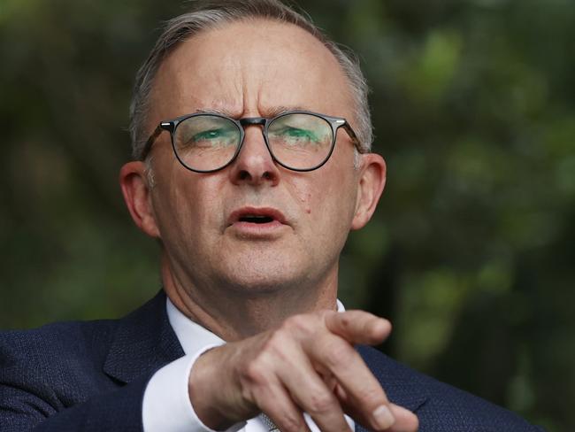 BRISBANE, AUSTRALIA - MAY 19: Australian Labor Leader Anthony Albanese takes questions during a press conference in the suburb of Strathpine in the electorate of Dickson on May 19, 2022 in Brisbane, Australia. The Australian federal election will be held on Saturday 21 May, 2022. (Photo by Lisa Maree Williams/Getty Images)