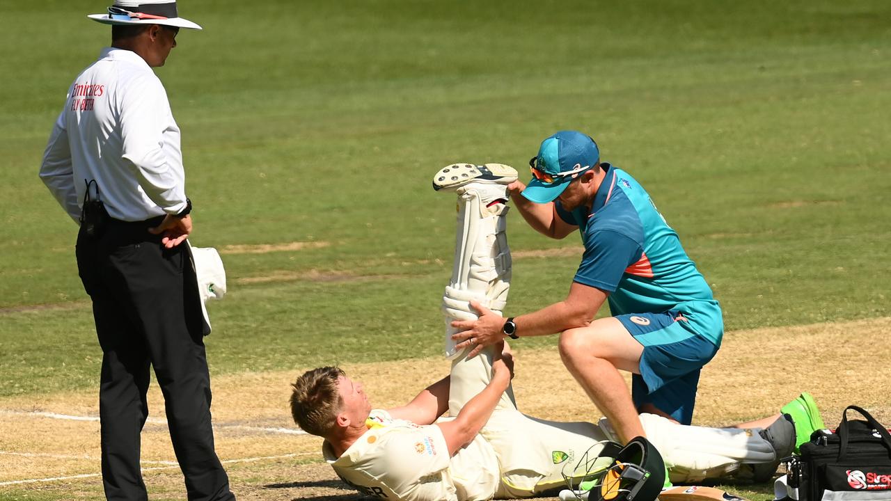 David Warner cramps before retiring hurt on 200.