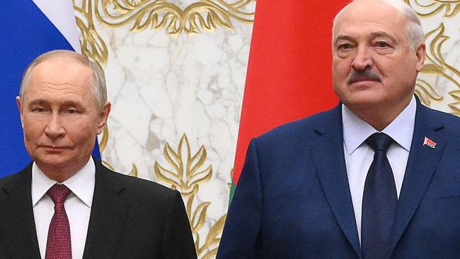 Lukashenko with his ally and benefactor, Putin. Picture: Grigory Sysoyev/AFP