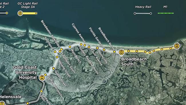 Gold Coast Light Rail Stage 3A — how it links up with Stage One.