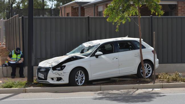 Scene of a fatal accident where Bor Mabil, sister of Socceroo Awer Mabil, died at the intersection of Lillypilly Walk and Andrews Rd, Andrews Farm on Australia Day last year. Picture: Brenton Edwards