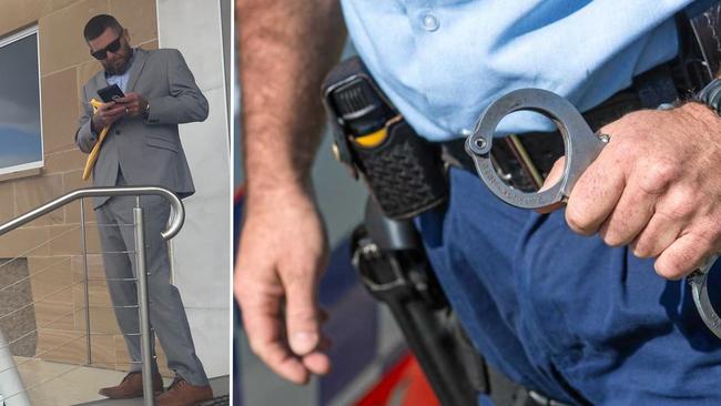 Father of four Shane Rhind was sentenced in Bundaberg Magistrates Court for twisting the testicles of a police officer and inciting his children to punch and bite police who were trying to restrain him.