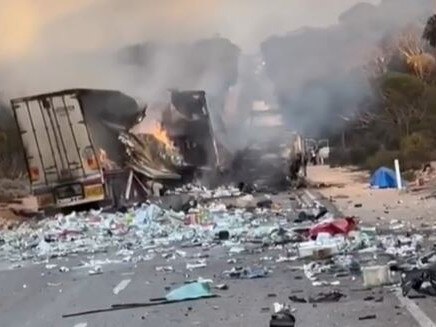 Police and emergency services received reports of the crash just before 7am on Thursday April 4. Picture: Hume Hwy Trucks