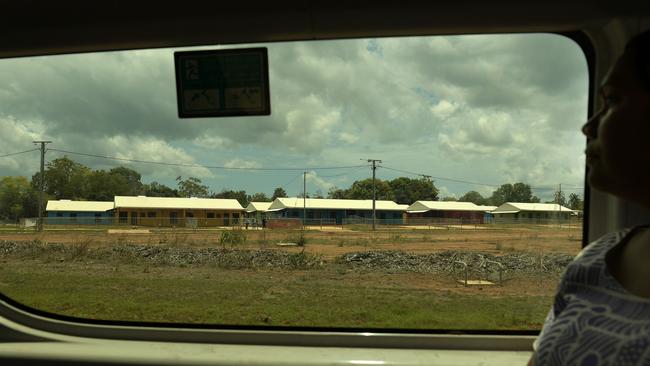 Remote Housing minister Selena Uibo drives around Pirlangimpi's 20 house sub-division created under the National Partnership for Remote Housing NT. Picture: (A)manda Parkinson