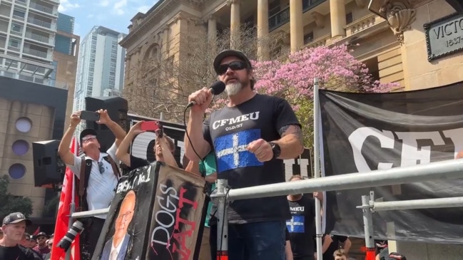 CFMEU Assistant State Secretary Jade Ingham fires up Brisbane CBD rally