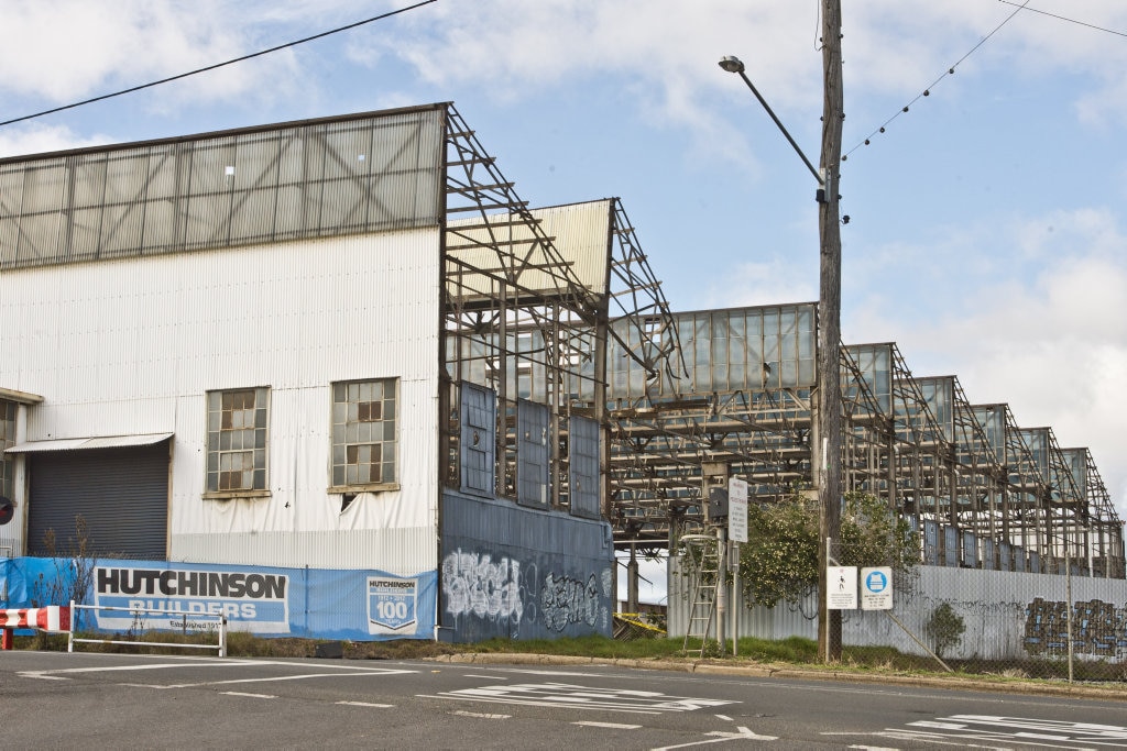 SAWTOOTH GONE: Demolition of Foundry sawtooth shed to make way for new Bunnings building. Picture: Nev Madsen