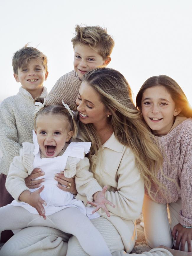 Hayley Berlingeri with her children Valentina 10 years Romeo 8 years Sonny 6 years Giulietta 2 years. Picture: Supplied