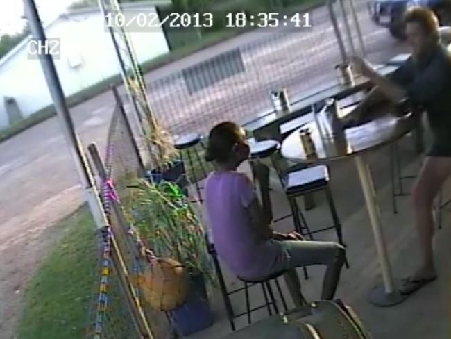 CCTV footage from the Exchange Hotel in Coen of Archer River Quarry caretaker Thomas Byrnes and missing Kowanyama woman Allison Bernard, captured on February 10, 2013. Picture: File photo