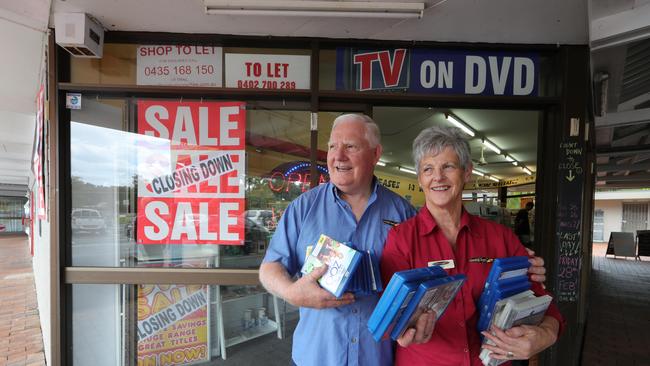 Leading Edge Video at Currumbin Valley closed its doors forever in February, much to the disappointment of owners Peter and Sue Brown. Picture: Glenn Hampson.