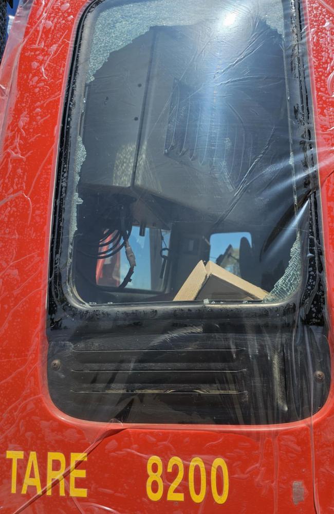 A fire truck was left unusable following the burglary at the Dja Dja Wurrung Corporate and Community Centre on Hattam St, Golden Square, Bendigo on February 19. Picture: Supplied.