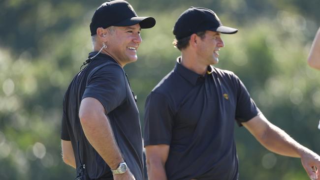 Internationals captain Trevor Immelman (left) and Adam Scott are preparing for the Presidents Cup. Picture: Warren Little / Getty Images