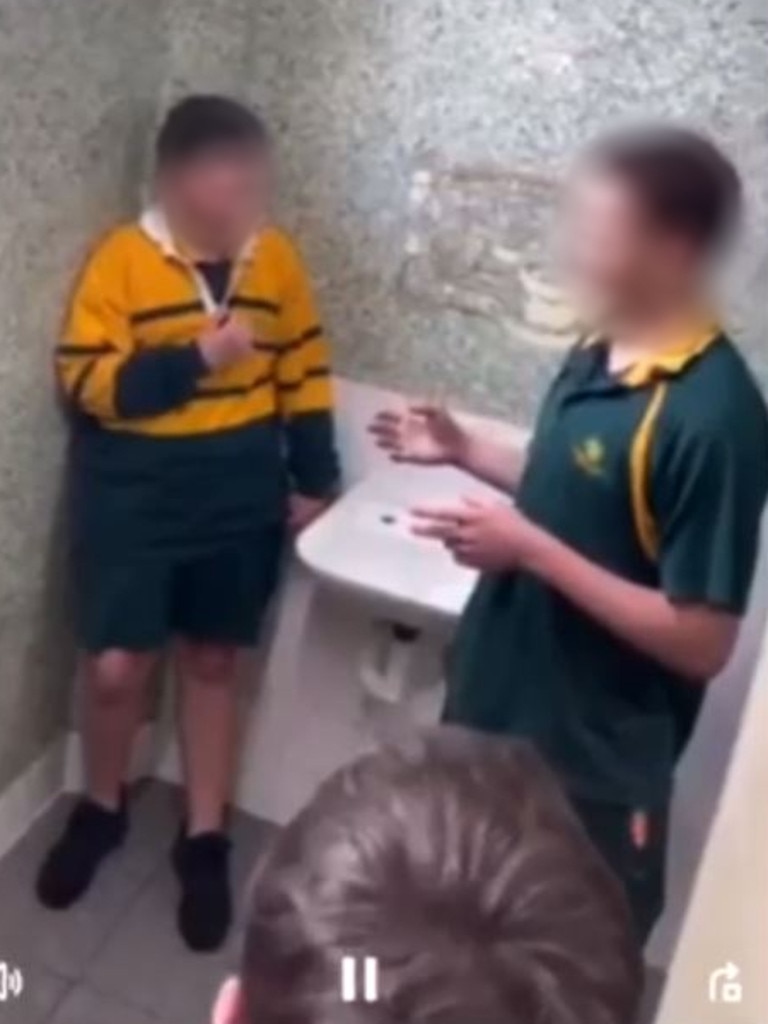 The student is forced into a corner. Picture: Supplied/ The Adelaide Advertiser.