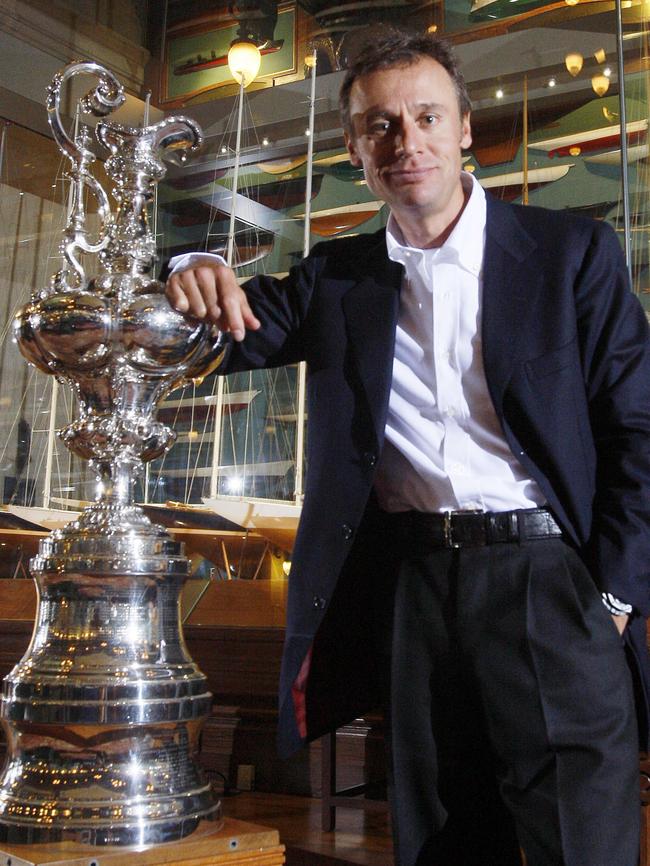 Ernesto Bertarelli with the America’s Cup trophy at the New York Yacht Club.