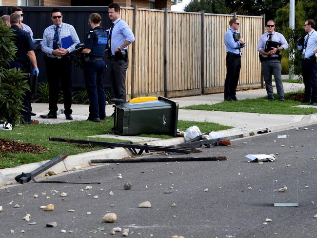 Rocks thrown at police after a party that got out of hand at Attunga Grove in Werribee. Picture: Nicole Garmston