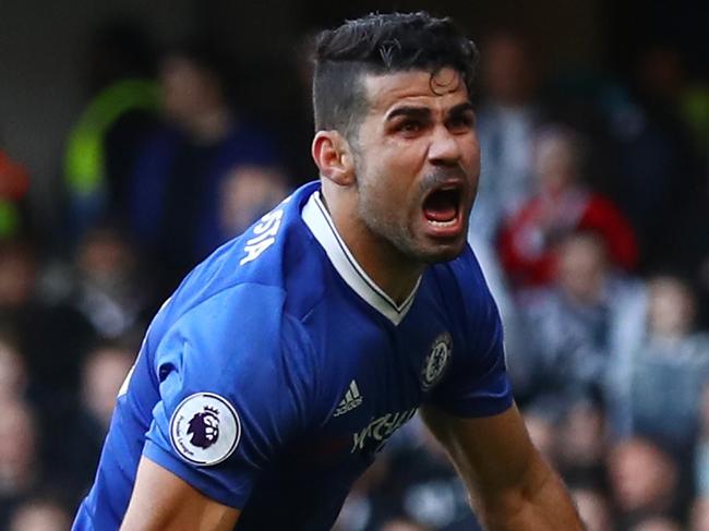 LONDON, ENGLAND - DECEMBER 11: Diego Costa of Chelsea celebrates scoring the opening goal during the Premier League match between Chelsea and West Bromwich Albion at Stamford Bridge on December 11, 2016 in London, England. (Photo by Clive Rose/Getty Images)