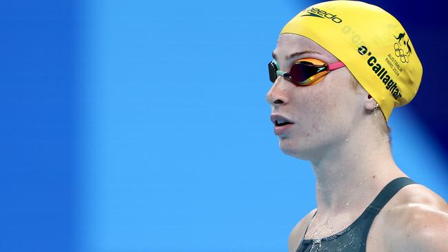 NANTERRE, FRANCE - JULY 30: Mollie O'Callaghan of Team Australia prepares to compete in the WomenÃ¢â¬â¢s 100m Freestyle Heats on day four of the Olympic Games Paris 2024 at Paris La Defense Arena on July 30, 2024 in Nanterre, France. (Photo by Sarah Stier/Getty Images)