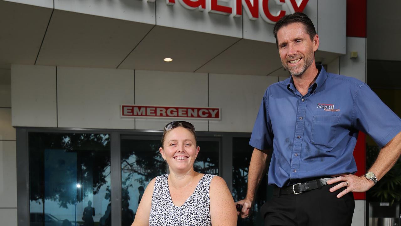 Former Far North Queensland Hospital Foundation CEO Tony Franz has been remembered as kind, devoted and generous man after his sudden death. Motorcyclist Latisha Baker and Tony Franz in the Emergency ward. PICTURE: BRENDAN RADKE