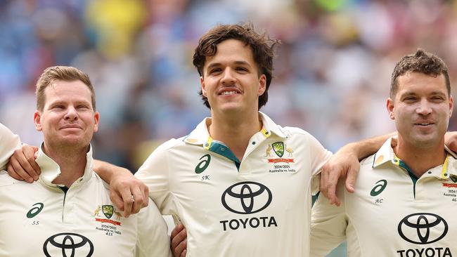 Steve Smith, Sam Konstas and Alex Carey. (Photo by Robert Cianflone/Getty Images)