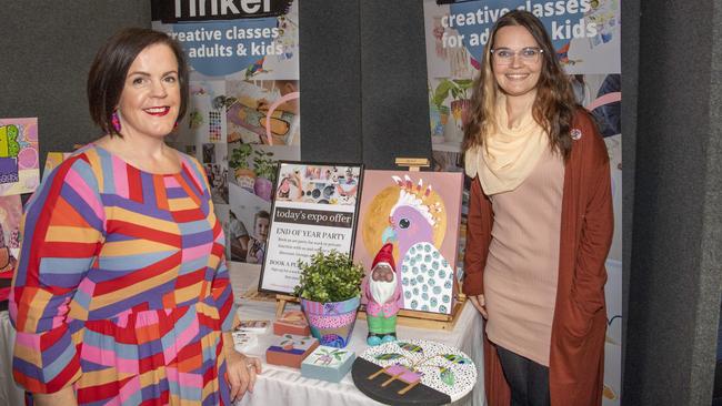BUSINESS EXCHANGE: Emma Menyweather from Little Pig Consulting and Alex Stalling from Tinker. Picture: Nev Madsen.
