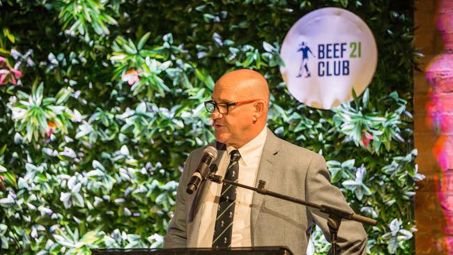 Beef Australia CEO Ian Mill speaking at the Beef Club 21 launch