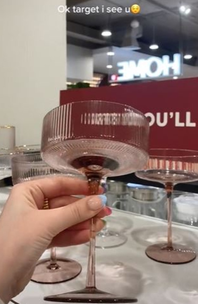 People are loving Target's $30 glassware dupe. Picture: TikTok/@gabkeighleyy