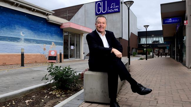 Glenelg businessman Andrew Taplin outside GU film house, which he built in Glenelg at a cost of $17 million. Picture: Mark Brake