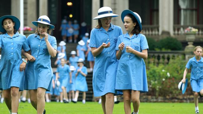 Students at Loreto Mandeville Hall school in Toorak.