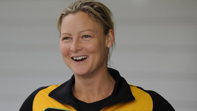 Kim Mickle faces the media at WAIS headquarters on Friday. Picture: Justin Benson-Cooper