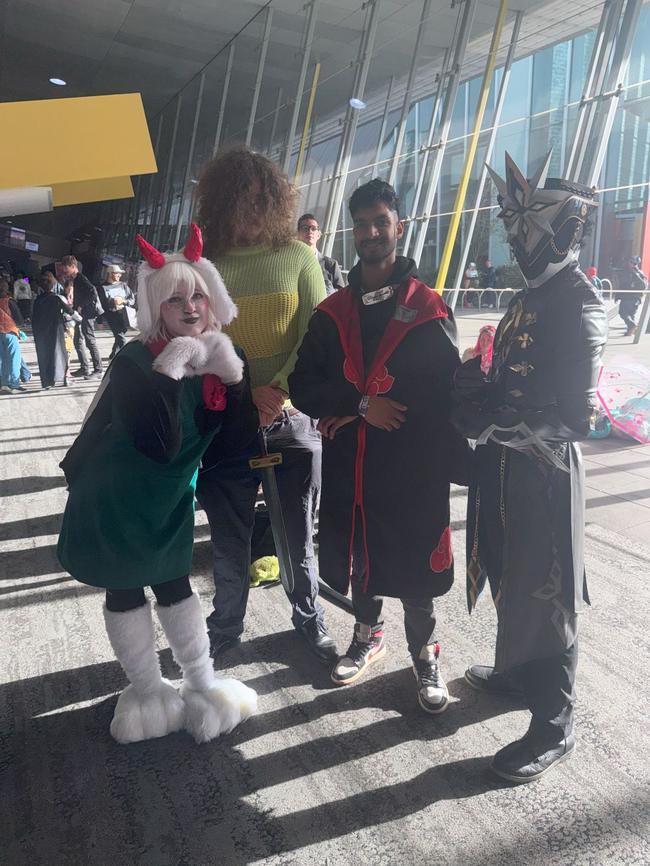 Tamecka Collins (@xmikamassacrex), Carter Hughes (@c.arter.__) Crendan pires (@crendan_pires), Joshua jolayemi (@joshy_babatunde) attend the Oz Comic Con Melbourne at the Melbourne Convention & Exhibition Centre on Sunday, June 08, 2025. Picture: Jack Colantuono