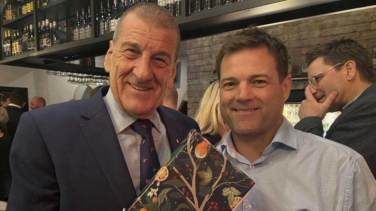 Jeff Kennett and Mick Warner at book launch ‘The Boys Club’. Picture: Alice Coster