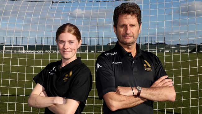 Leading Australian coach Joe Montemurro with Matildas star Cortnee Vine. Picture: Getty