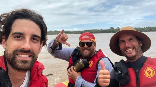 Jochen Schiach was picked up by surf life savers Luke Hutchinson and Ben Allsopp from his home in Tanglewood where he was stranded just in time to get to the Tweed Hospital before his twin babies were born on March 1, 2022.