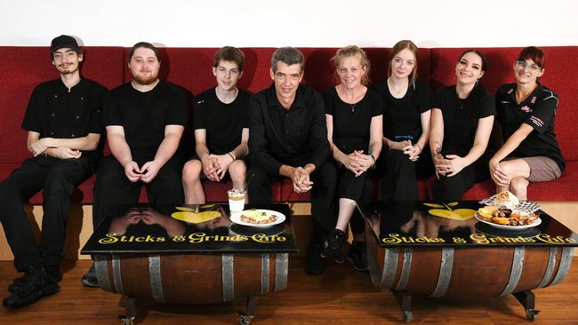 Staff at Sticks &amp; Grinds Cafe, Ethan, Jayden, Riley, Jamie, Jackie, Mikayla, Charlee and Teegan at their Deeragun Cafe. Picture: Shae Beplate.