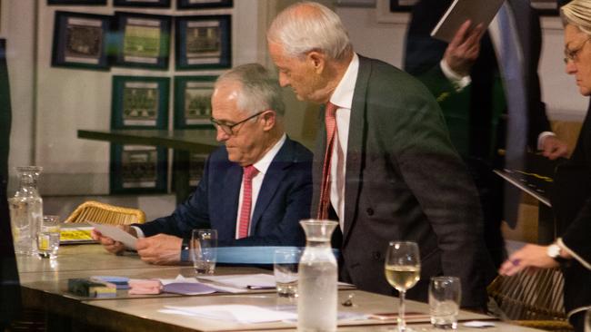 Malcolm Turnbull and Phillip Ruddock at the Eastern Suburbs Rugby Union Club in Rose Bay for the Wentworth Federal Electorate Conference.