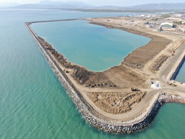 Material dredged during the channel upgrades is being brought back to Port of Townsville's 62-hectare reclamation area. Picture: Port of Townsville