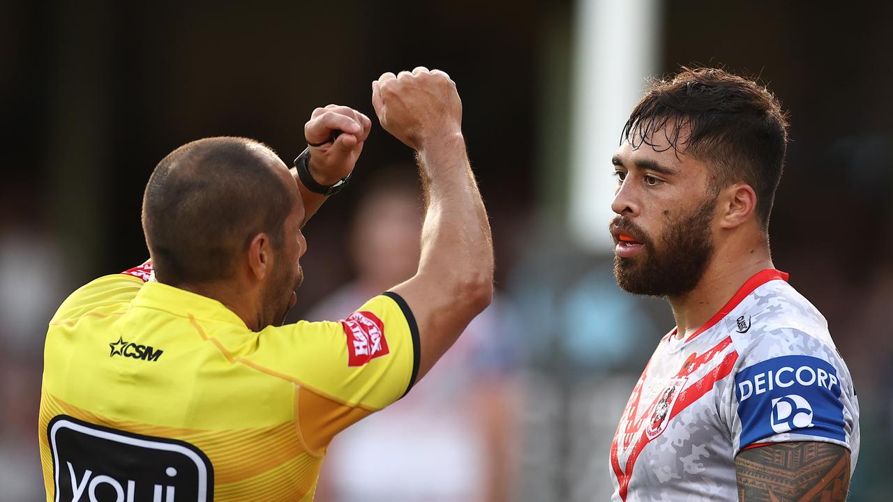 Jordan Pereira was allowed back on a minute early from a sin bin due to a bizarre timekeeping quirk. Picture: Getty Images.