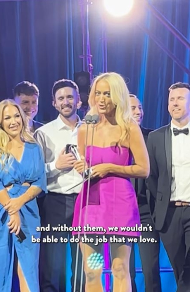 Henderson gave the acceptance speech on behalf of her KIIS team.