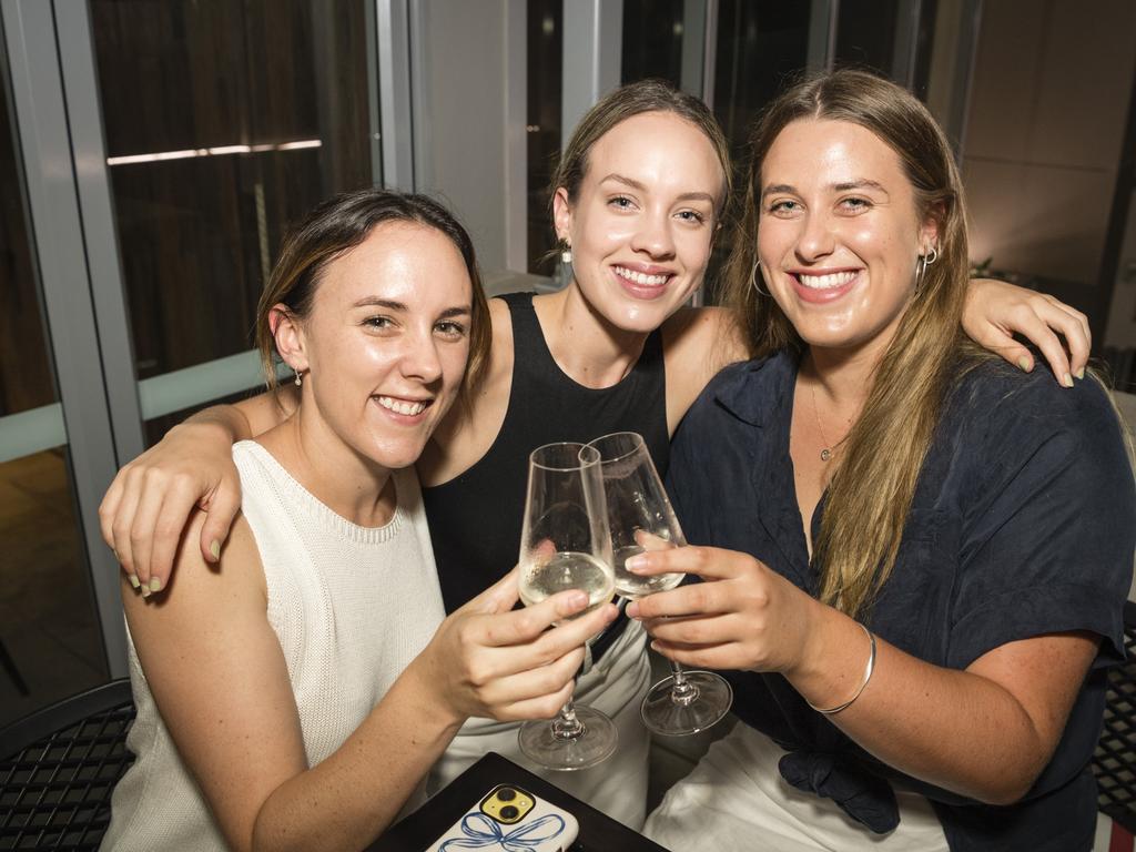 Celebrating New Year's Eve are (from left) Abbey Harrison, Amy Harrison and Lucy Mantova at The Rock, Sunday, December 31, 2023. Picture: Kevin Farmer