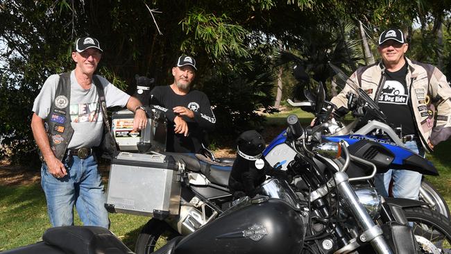 Black Dog Ride members of the Badass Silverbacks Sam Steane, Daryl Hooton and co-ordinator Shane Klien. Picture: Katrina Bridgeford.