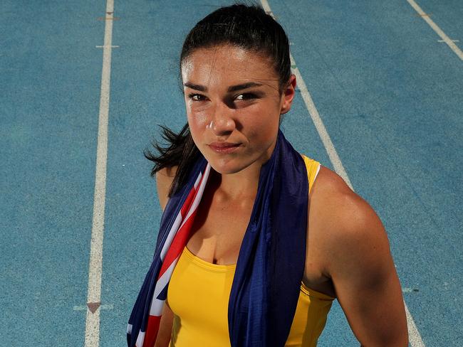 Michelle Jenneke in training with the Australian athletics team at IMG Academy in Bradenton in the USA in preparation for the Rio Olympics. Pics Adam Head