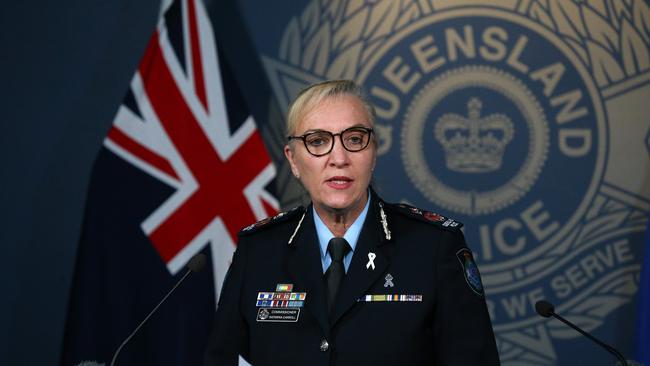 Police Commissioner Katarina Carroll speak to the media about the arrest of Rajwinder Singh. Picture: David Clark