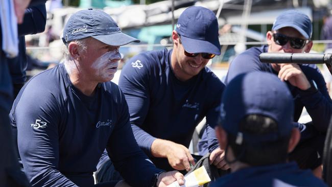 The crew on Celestial at the Cruising Yacht Club of Australia.