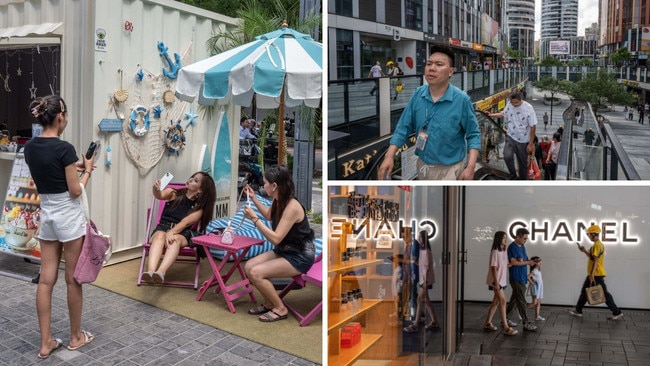 Visitors flock to Beijing’s fashionable district of Sanlitun, known for its restaurants and night-life. Picture: Gilles Sabrie