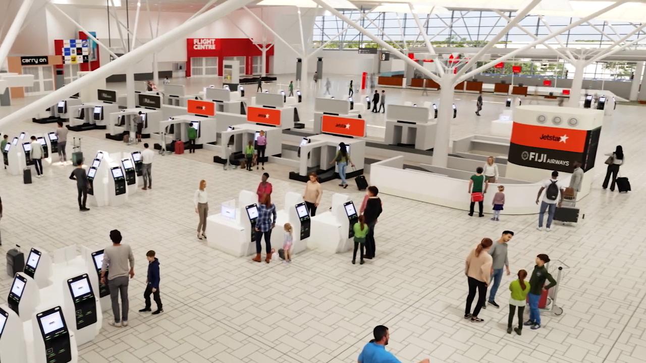 The expanded self-service check-in and automated bag drop.