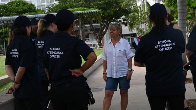 Education Minister Jo Hersey meets with School Attendance Officers who have commenced patrolling Northern Territory schools, with powers to fine parents whose kids skip school. Picture: Supplied.