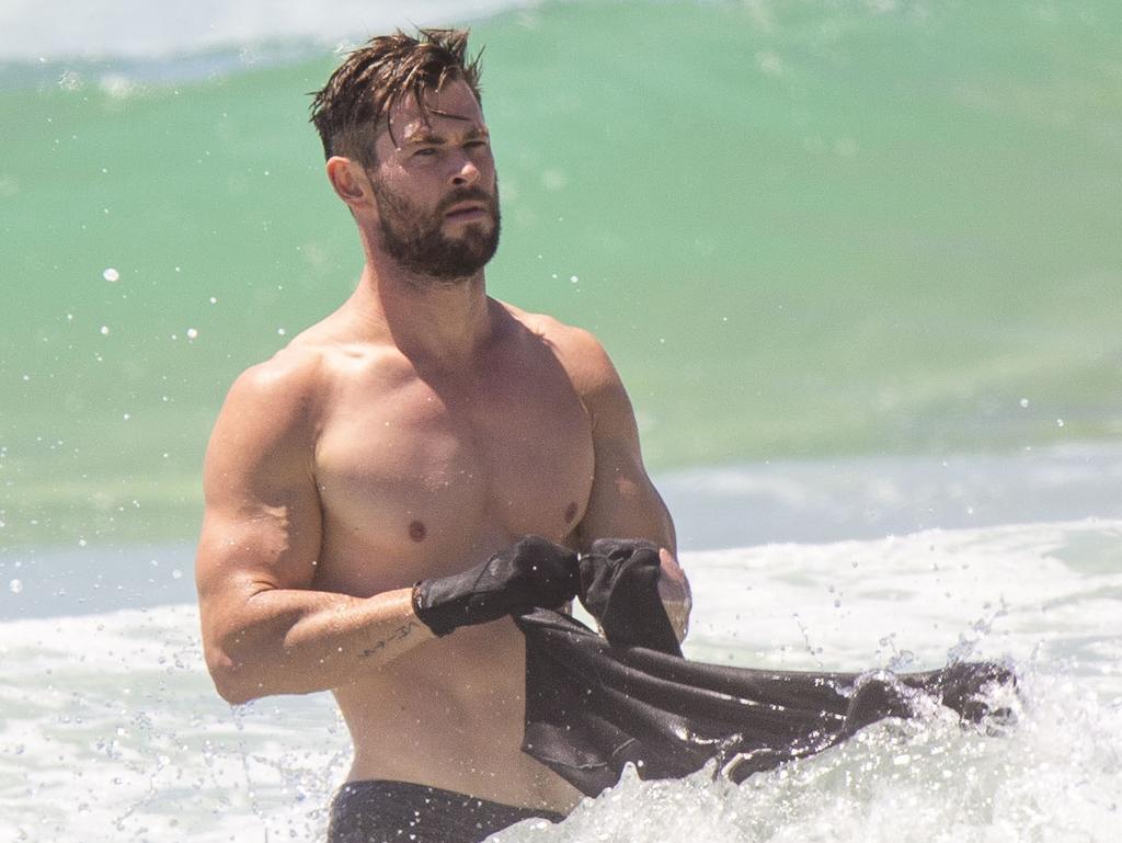While Hemsworth went surfing. Picture: Media Mode
