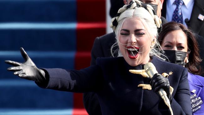 Lady Gaga performed the National Anthem. Picture: AFP