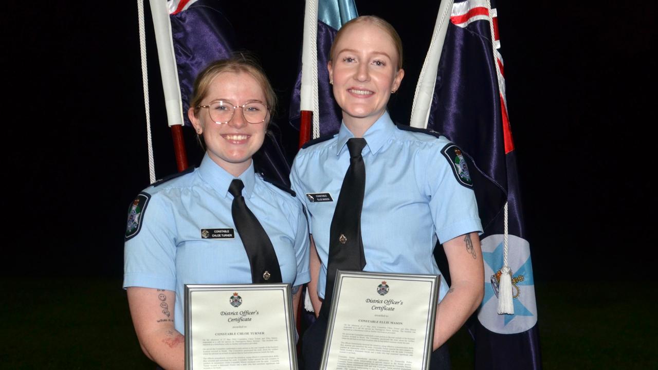 Constable Chloe Turner and Ellie Mason both received a District Officer's Certificate. Picture: Natasha Emeck